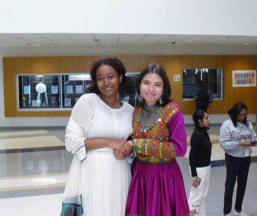 Senior Bitaniya Menkir and sophomore Malalie Boettler show off their cultural dress.