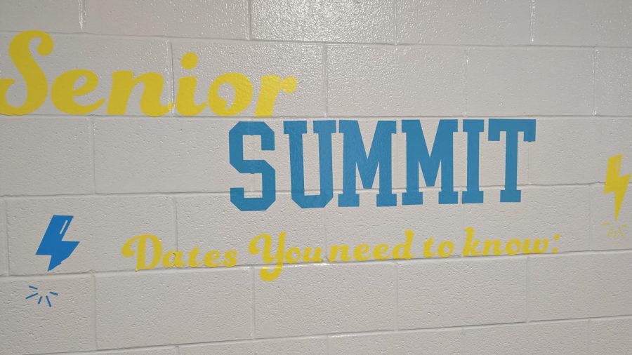 Senior Summit information is posted outside the history workroom in the 1600 hallway.