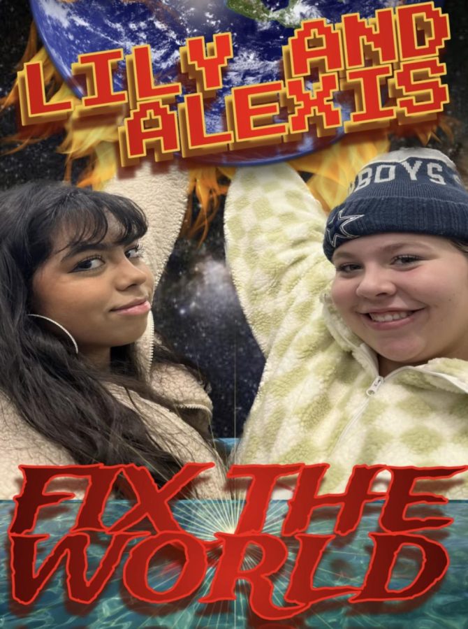 Two women superimposed with the text Lily and Alexis Fix the World