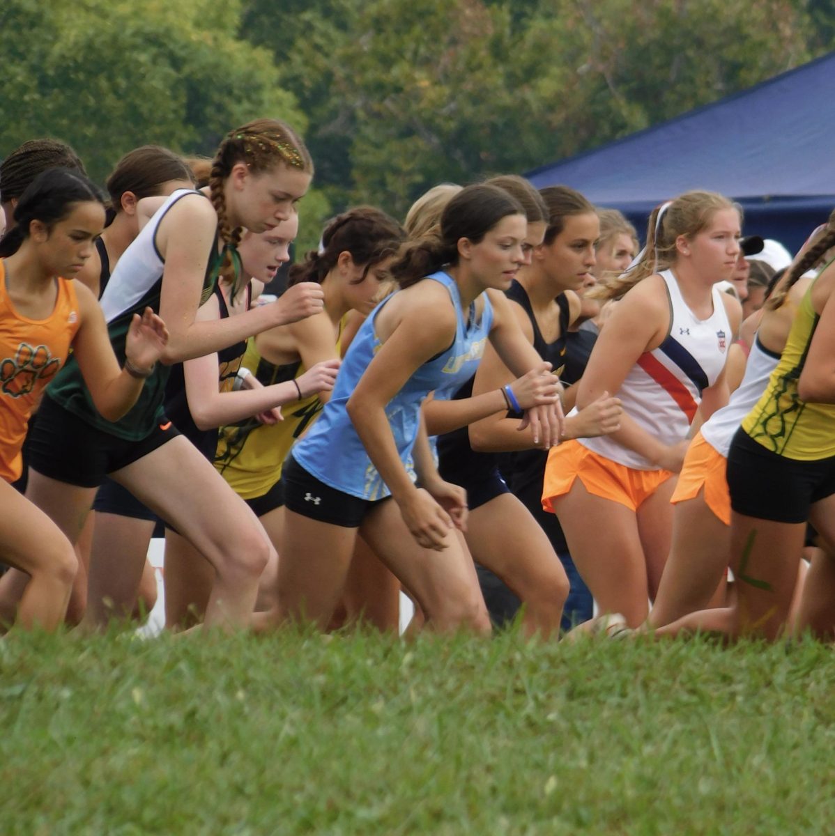 Sophomore Emmi Harris takes off at the start of the Oatlands Invitational.