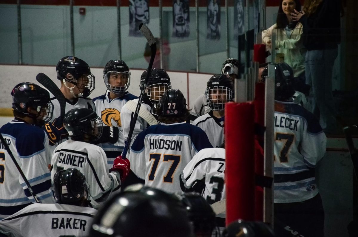 Lightridge and John Champe joint  hockey takes a break during a February 5 match.