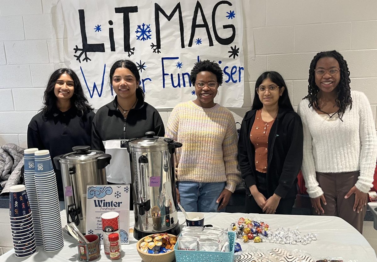 Vanya Angara, Shania Shrivastava, Sabry Tate, 
Tanusri Satyamsetty  and Sydney Tate held a bake sale last year to help pay for the publication of the award winning lit mag.  Photo provided by Thoughts of Thunder.