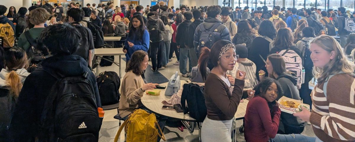 The large number of students during each lunch block initially led to people trying to eat in the library.  Photo by lugtridgenews.com staff.