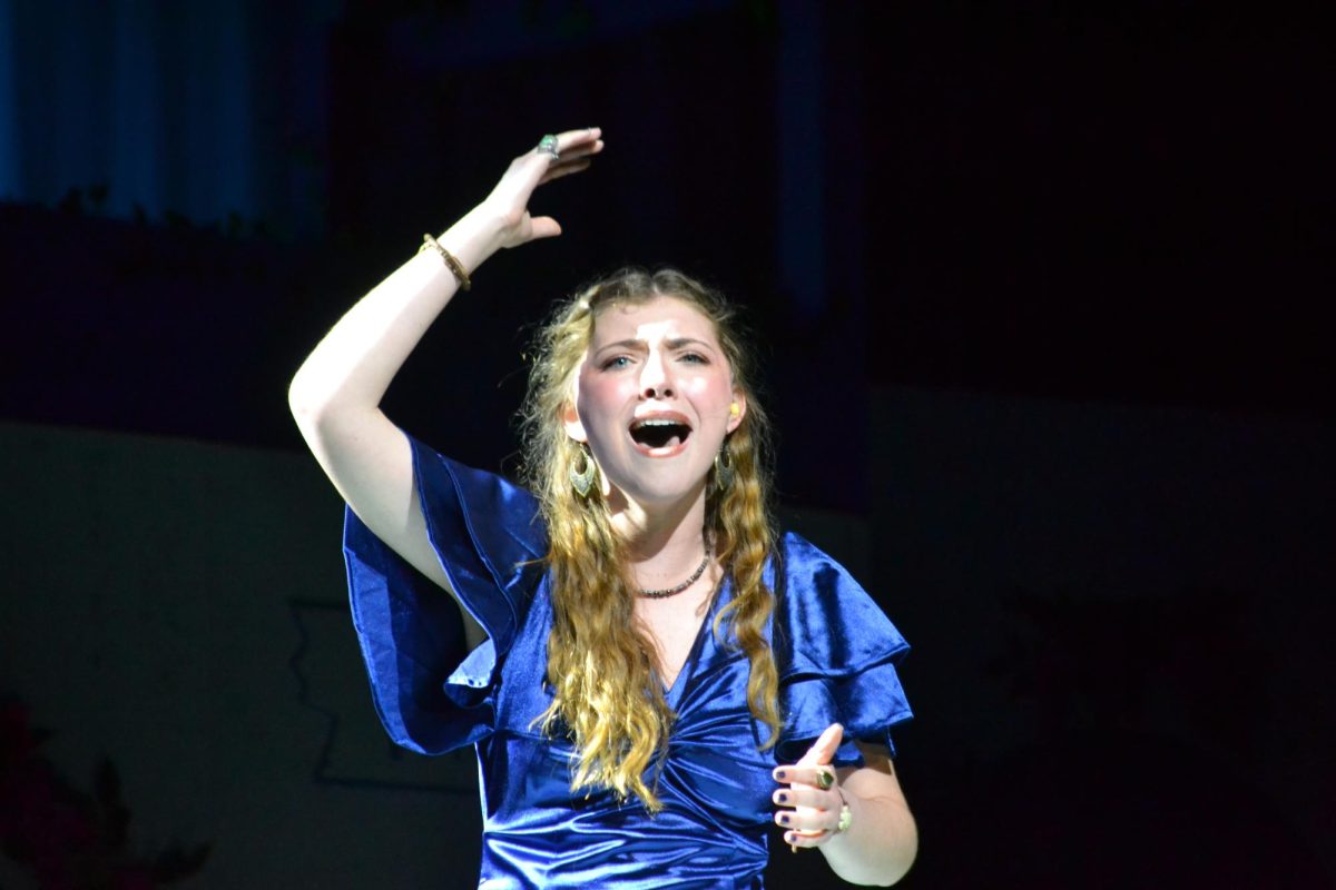 Junior Laura Mlaker played Donna, Sophie's mother, who runs the hotel where the musical is set.