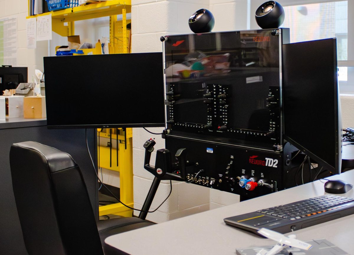 The flight simulator is a part of the Aerospace Science class being offer for the first time this year. 