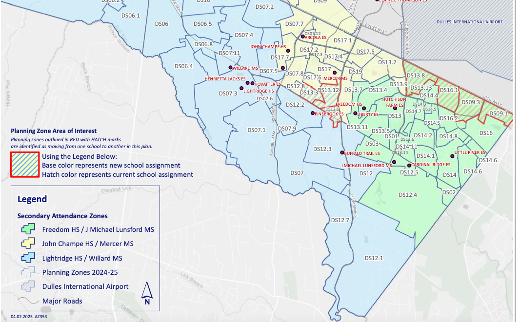 Rezoning is affecting around 180 Lightridge students, some of who will be attending John Champe next year.
Graphic courtesy of LCPS.