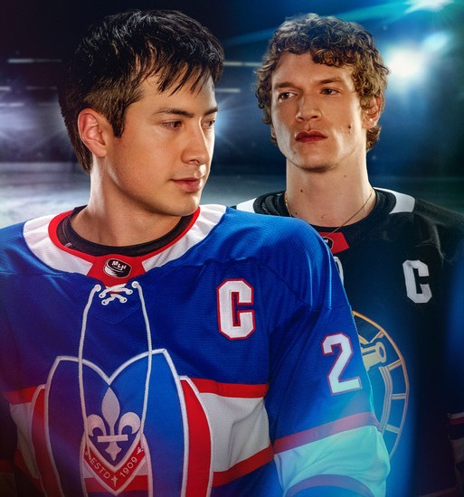 "Heated Rivalry" stars Hudson Williams as Canadian hockey player Shane Hollander, and Connor Storrie as Russian hockey player Ilya Rosanov.  Promotional image courtesy of HBO.